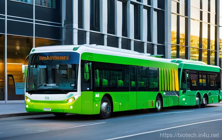 바이오 에너지 - **Image Prompt 1: Urban Life Powered by Bioenergy**
    "A bustling, modern city street scene at daw...