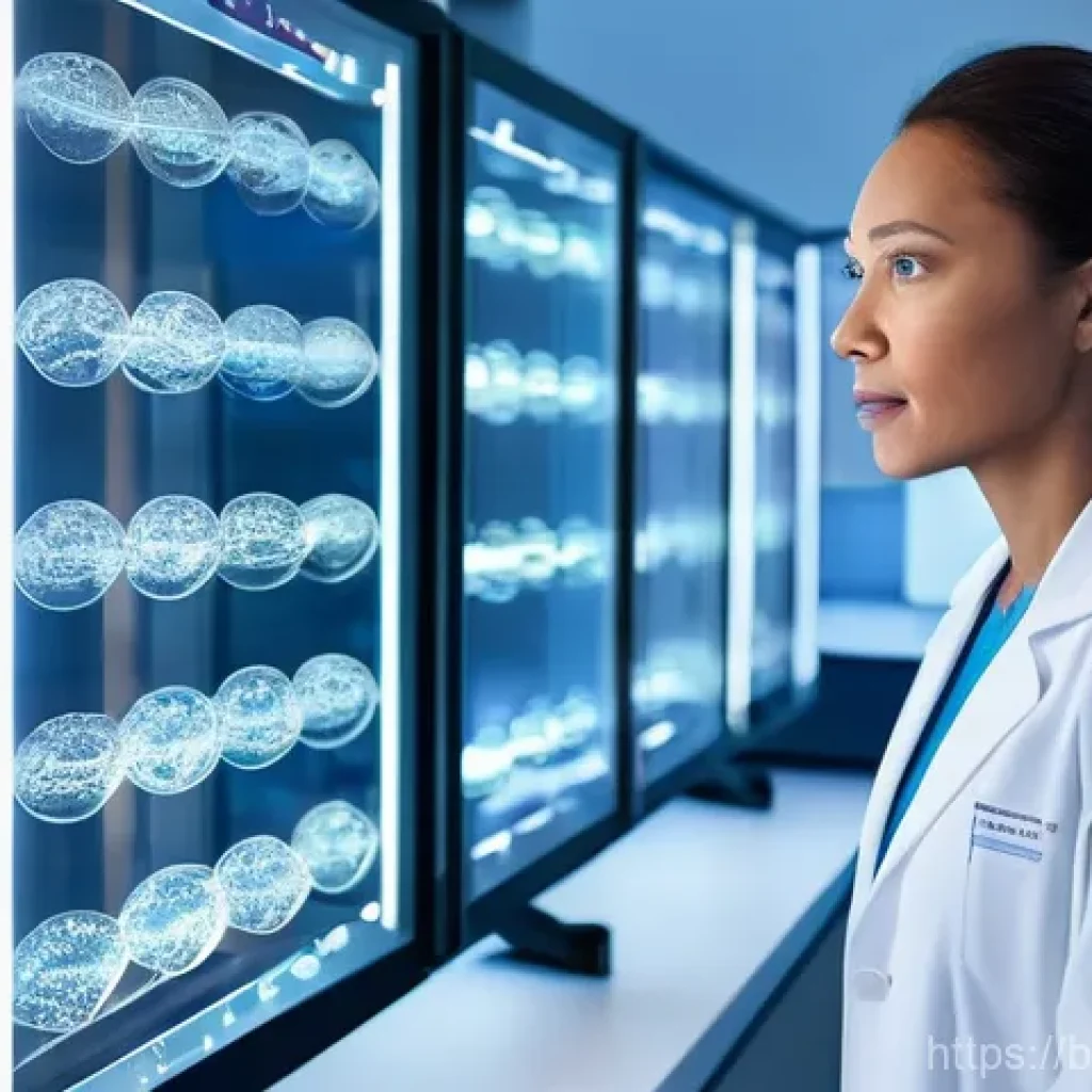 유전자 교정 기술 - **"A visionary biotechnologist, wearing a clean, modern lab coat, stands in a futuristic, brightly l...