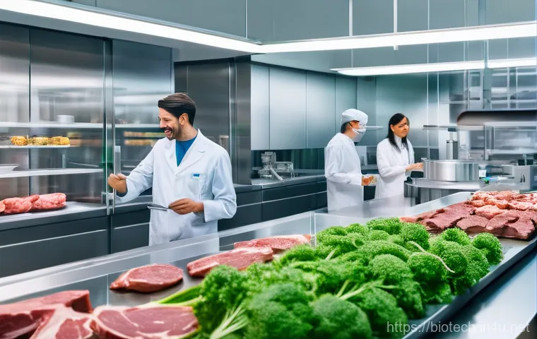 배양육 생산 기술 - **Prompt 1: Gourmet Cultivated Fish Dish in a Modern Setting**
    A close-up, high-definition photo...