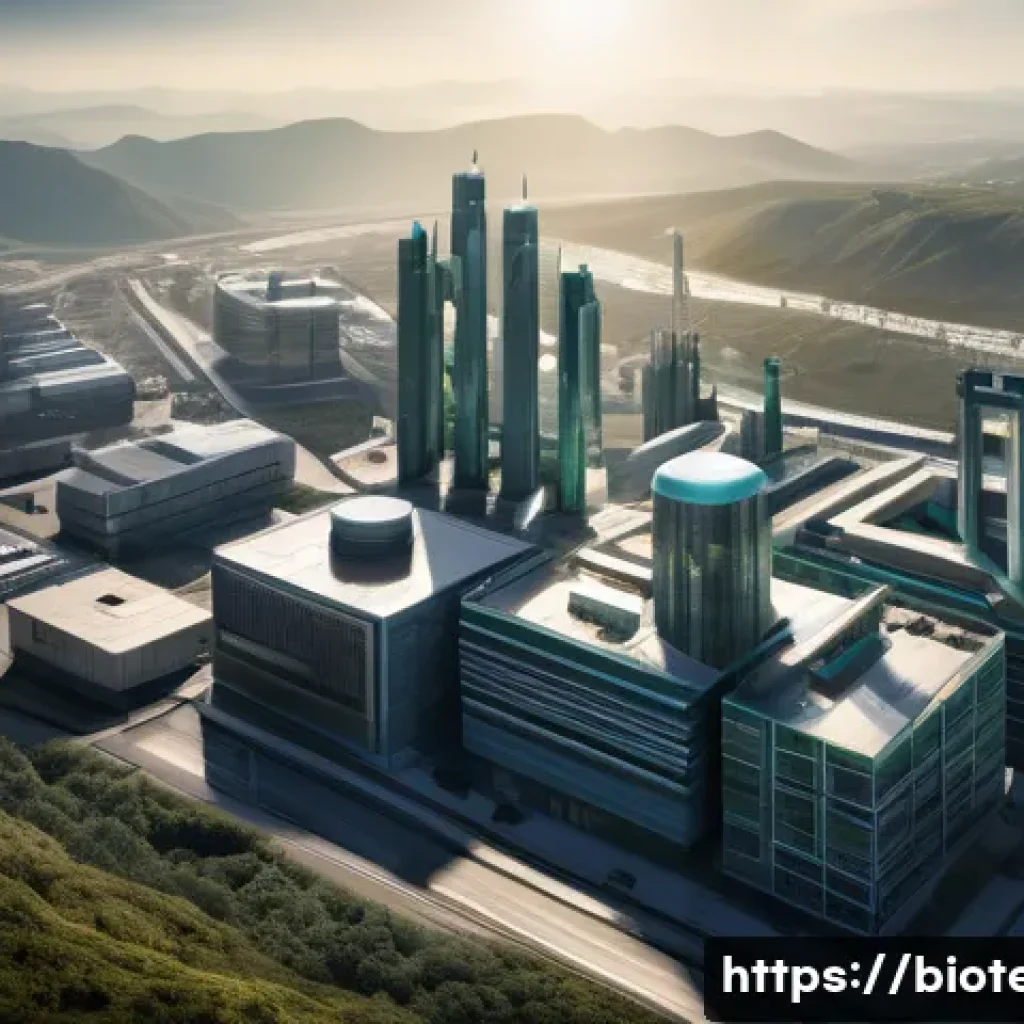 의약품 특허 만료 - A high-angle, dynamic shot of a futuristic cityscape dominated by sleek, towering pharmaceutical com...